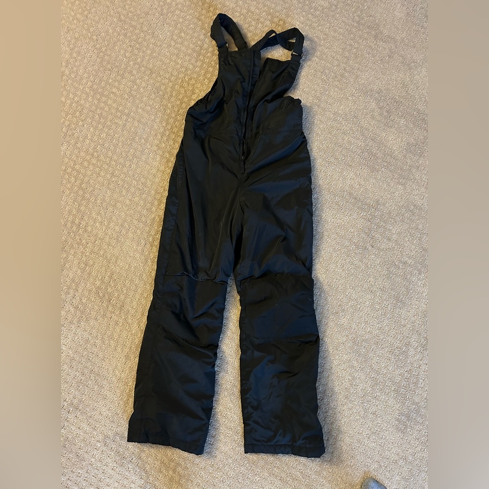 Lands End Youth Snow Bib Overalls XL Black 14 16 Nylon Insulated Waterproof